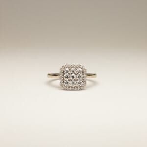 SOLID 925 STERLING SILVER NATURAL DIAMOND 
SQUARE RING SIZE 7